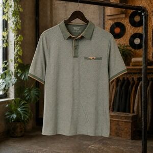Craft + Flow Green Pattern Polo Shirt Casual‎ Minimalist Golf Tee Small